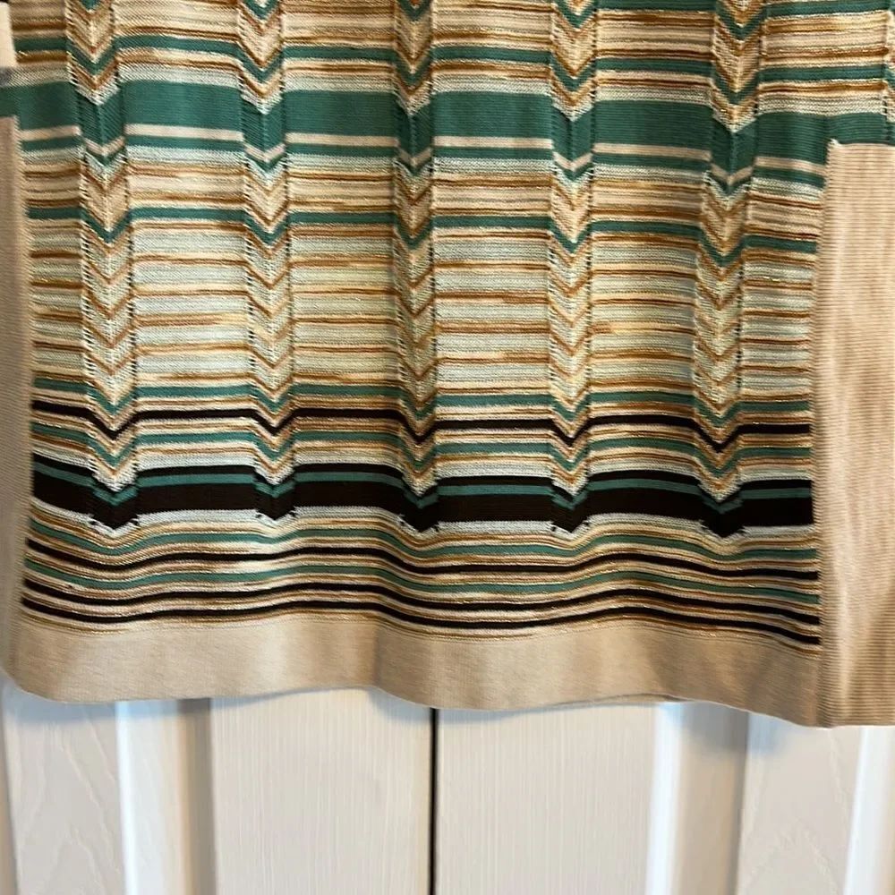 M Missoni Multicolor Knitted V-Neck Long Sleeve Wool Blend Striped Dress - Picture 3 of 8